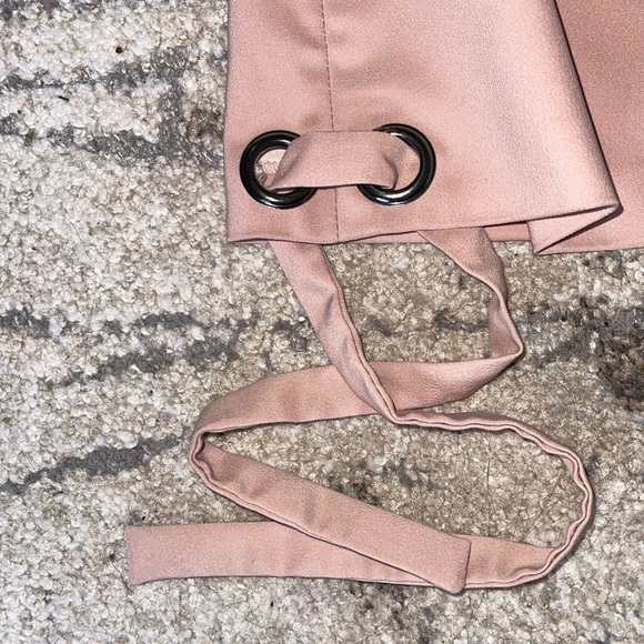 Sold❌Pink Plain Deep V Neck Cross String Eyelet Lace Up Sleeveless dress - Picture 2 of 6